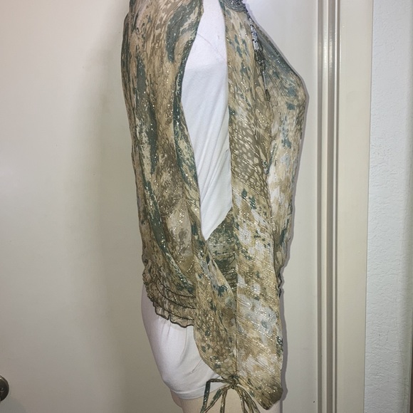 Baby Phat Size XL(EG) 97% Silk 3% Metallic Thread Beading on Shoulders Tie Slves - Picture 7 of 11